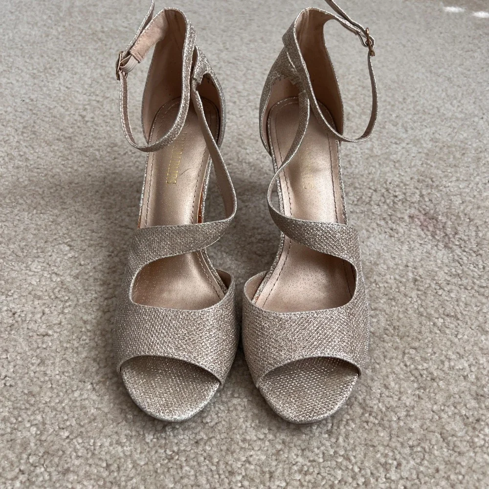 Dream‎ Pairs Gold Glitter Heels Ankle Strap Criss Cross Party Shoes US 10